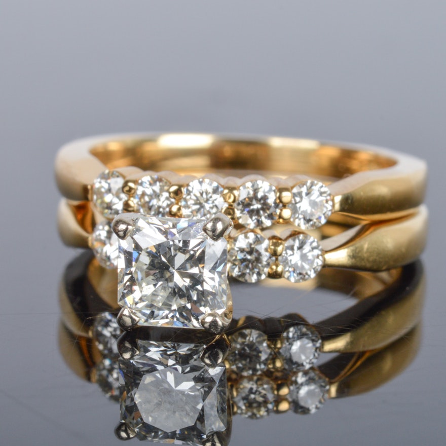 18K Gold and Platinum 1.15 CTW Diamond Engagement Ring