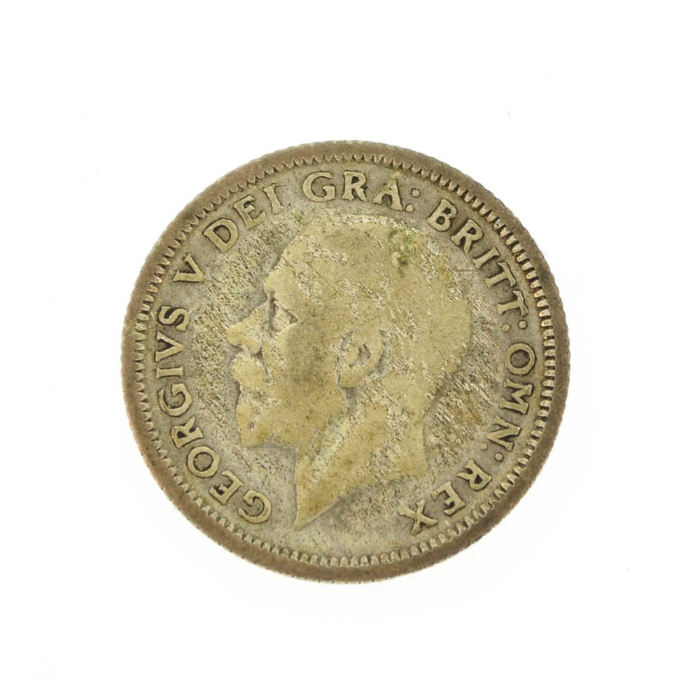 1903 Edward VII Silver Threepence Coin and 1926 Georgivs V Sixpence