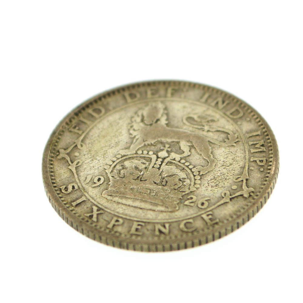 1903 Edward VII Silver Threepence Coin and 1926 Georgivs V Sixpence