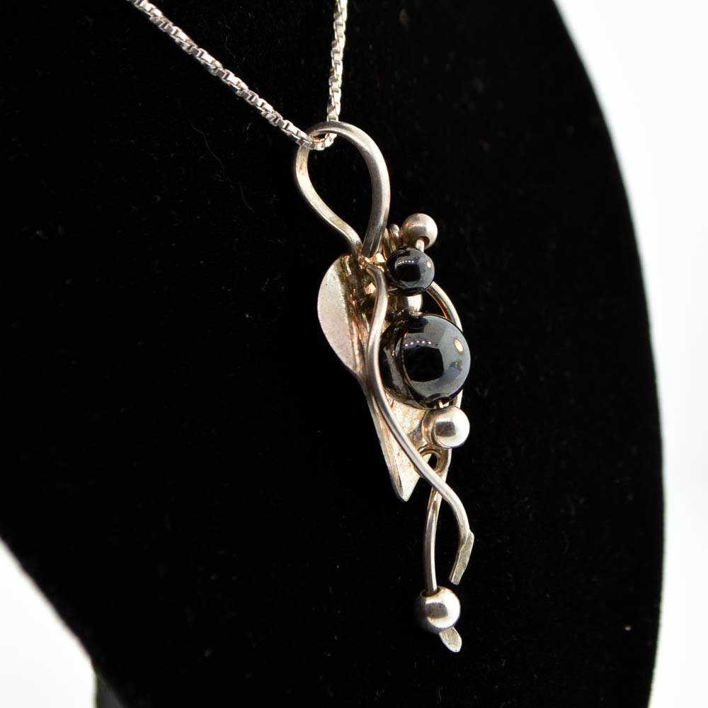 Ladda Bihler Sterling Silver Hematite Pendant Necklace