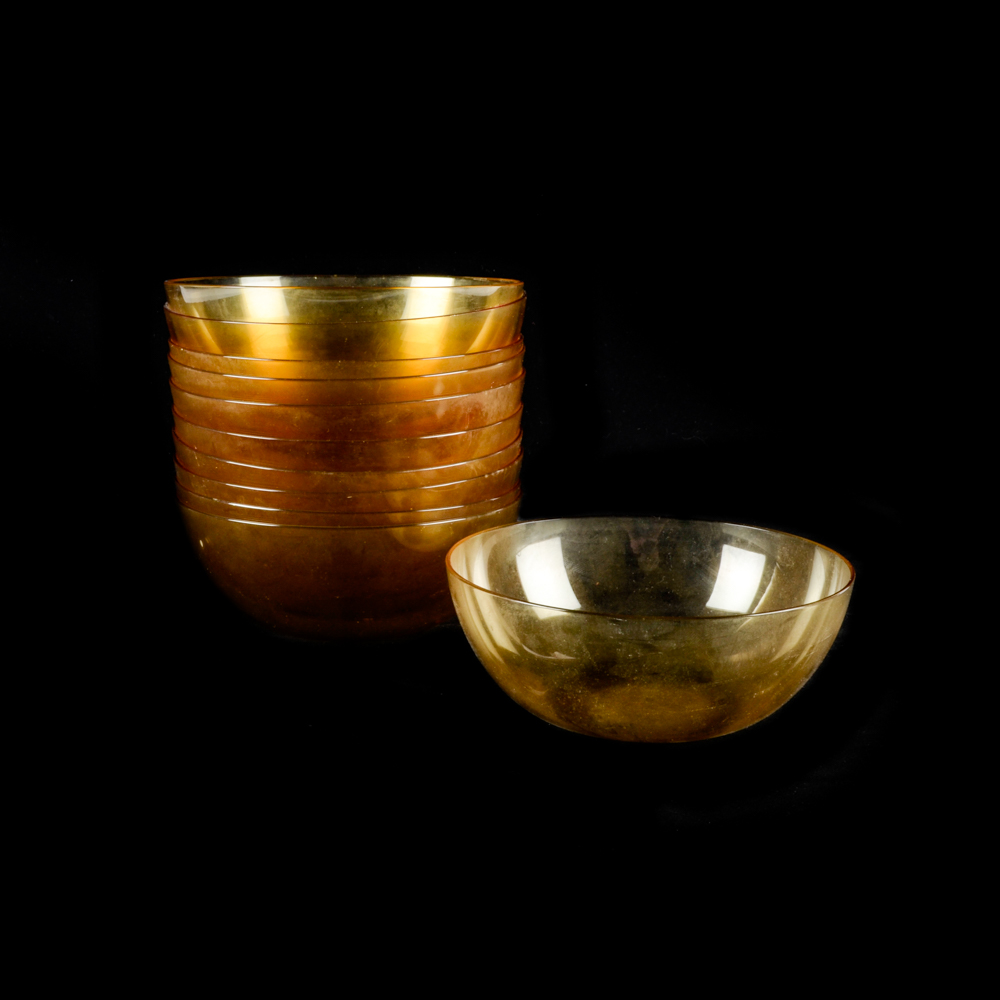 Set of Vintage Amber Glass Bowls