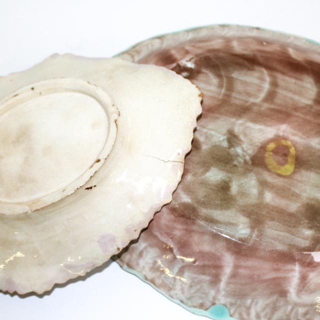 Pair of Antique Unmarked Majolica Dishes