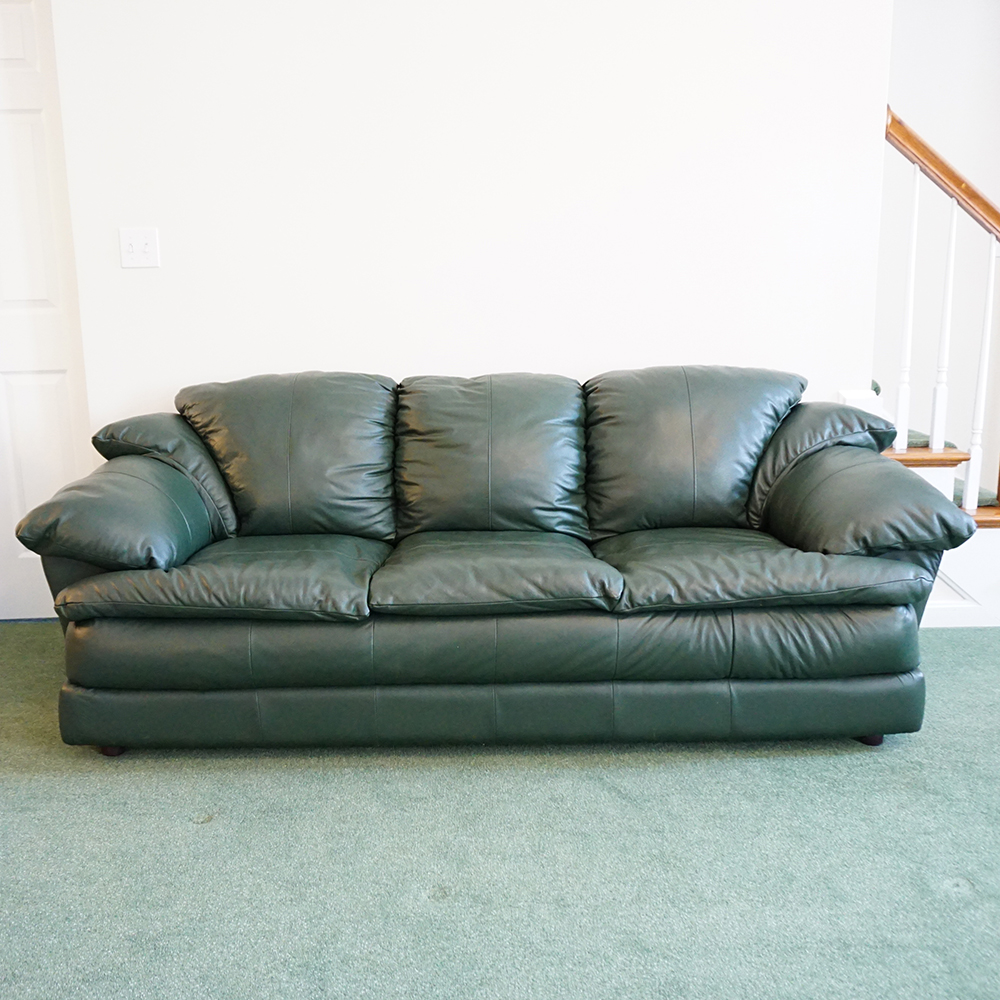 Hunter Green Leather Sofa