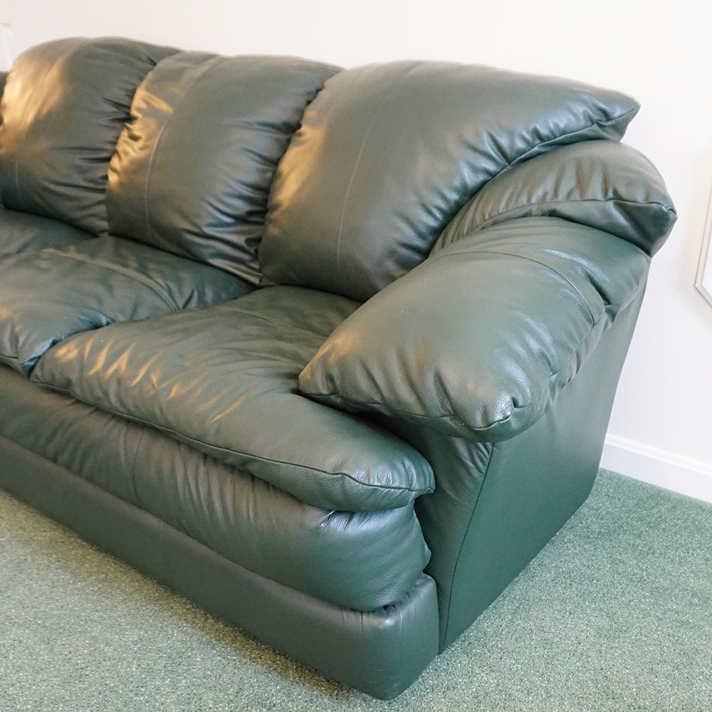 Hunter Green Leather Sofa