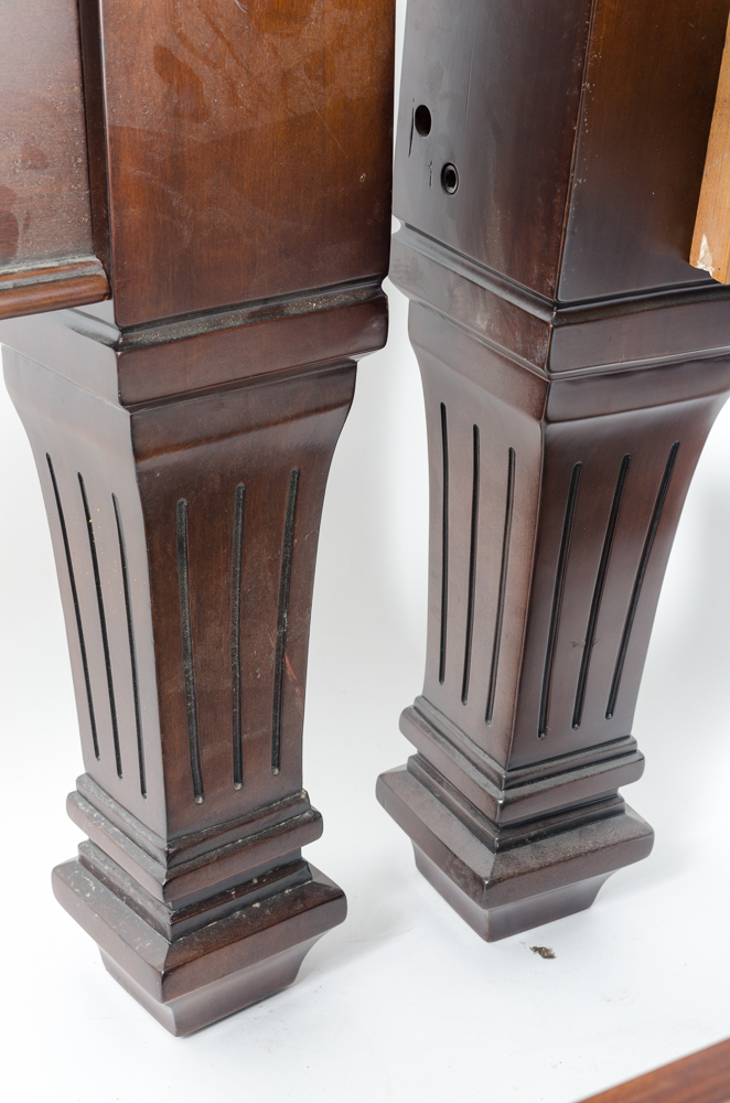 Vintage Disassembled Slate Billiards Table with Leather Pockets