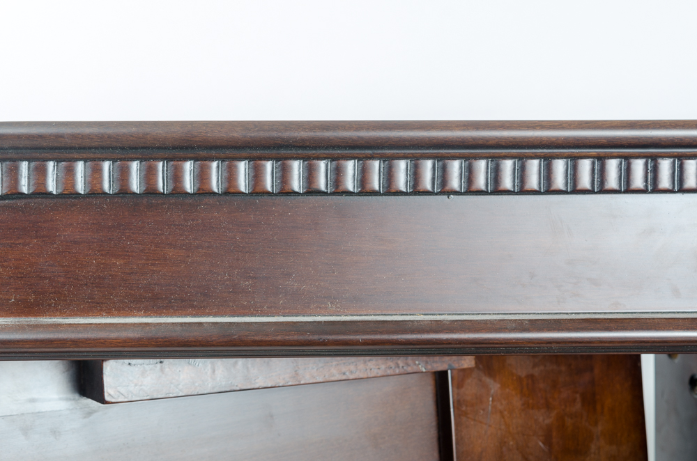 Vintage Disassembled Slate Billiards Table with Leather Pockets