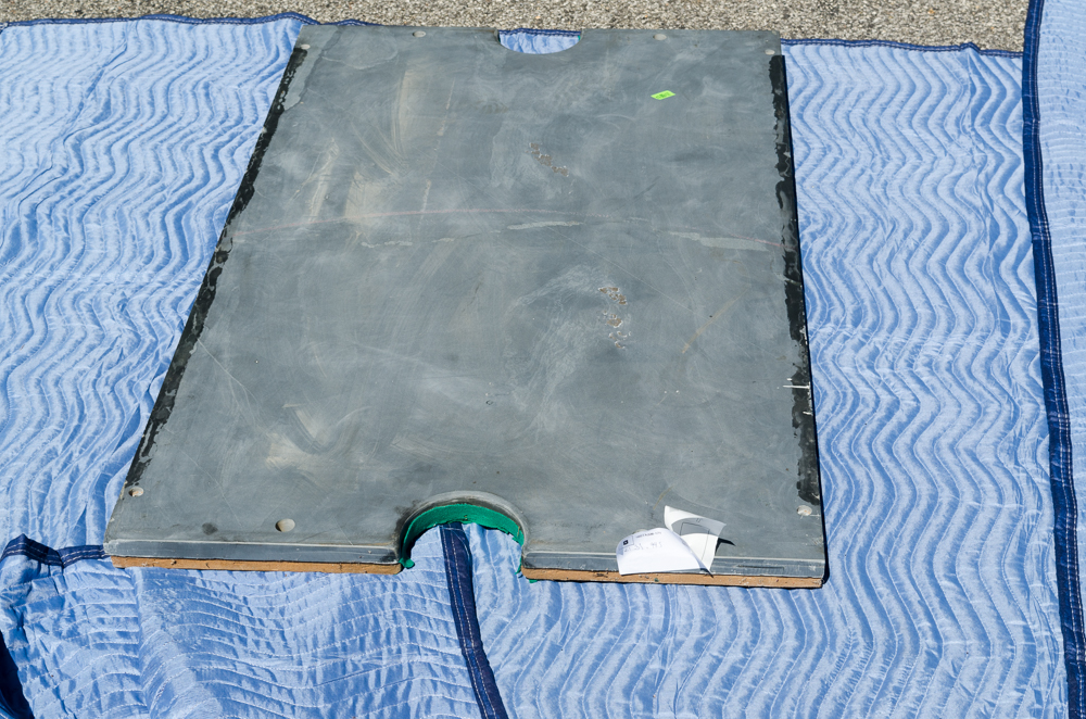 Vintage Disassembled Slate Billiards Table with Leather Pockets