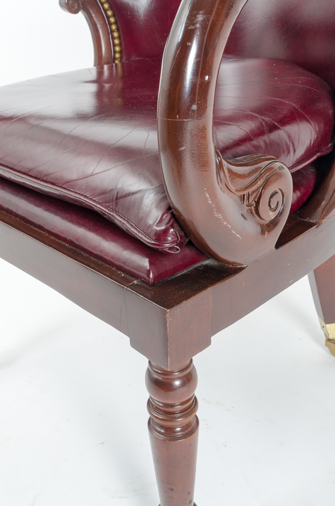 Hancock & Moore Wood and Leather Banker's Chair