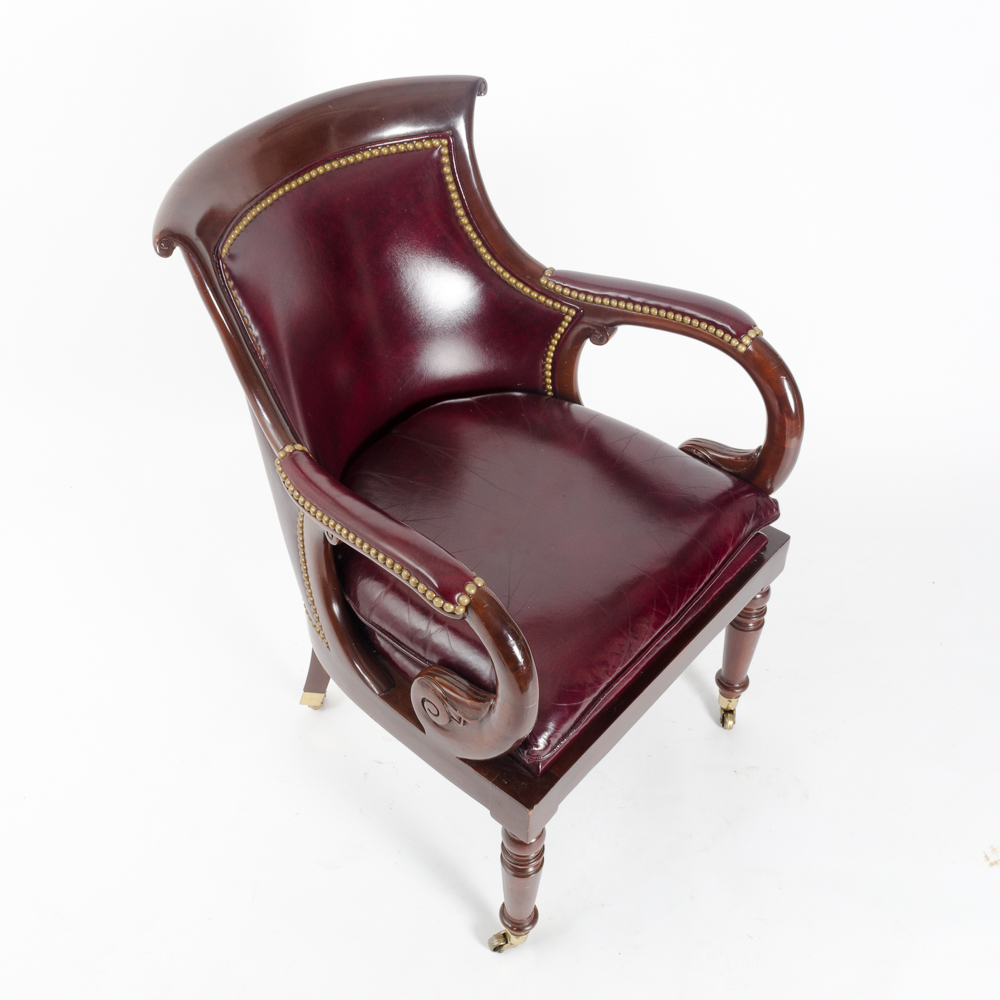 Hancock & Moore Wood and Leather Banker's Chair