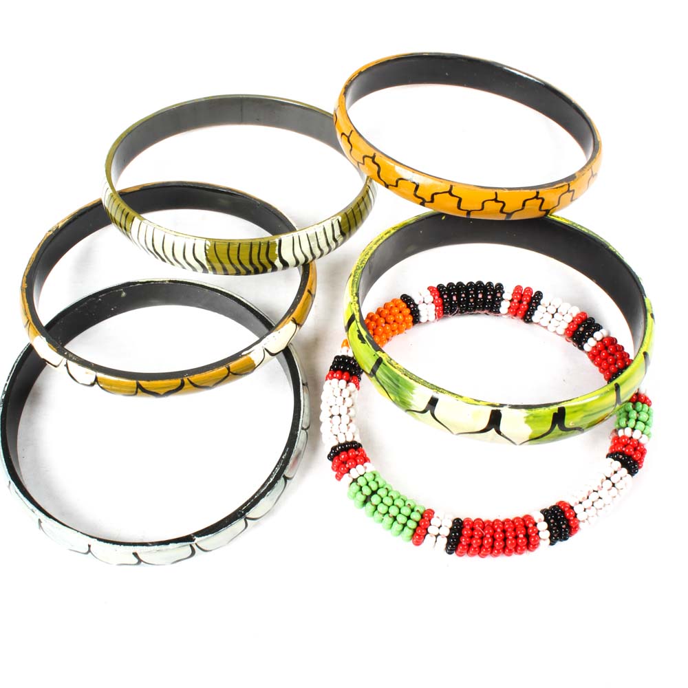 Collection of Tanzanian Maasi Bangle Bracelets