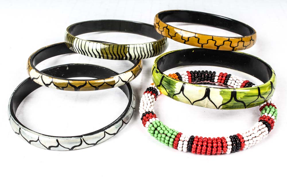 Collection of Tanzanian Maasi Bangle Bracelets