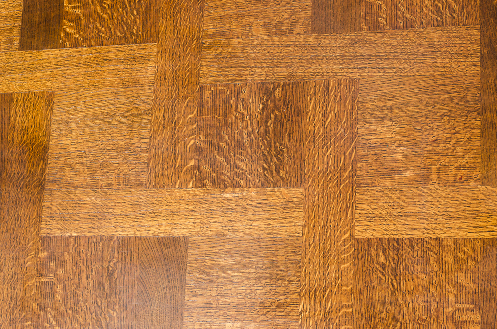 Hand-Carved Antique Wooden Table with Parquet Top