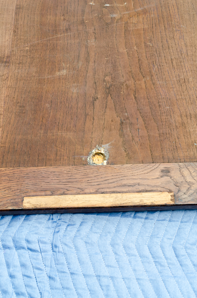 Hand-Carved Antique Wooden Table with Parquet Top