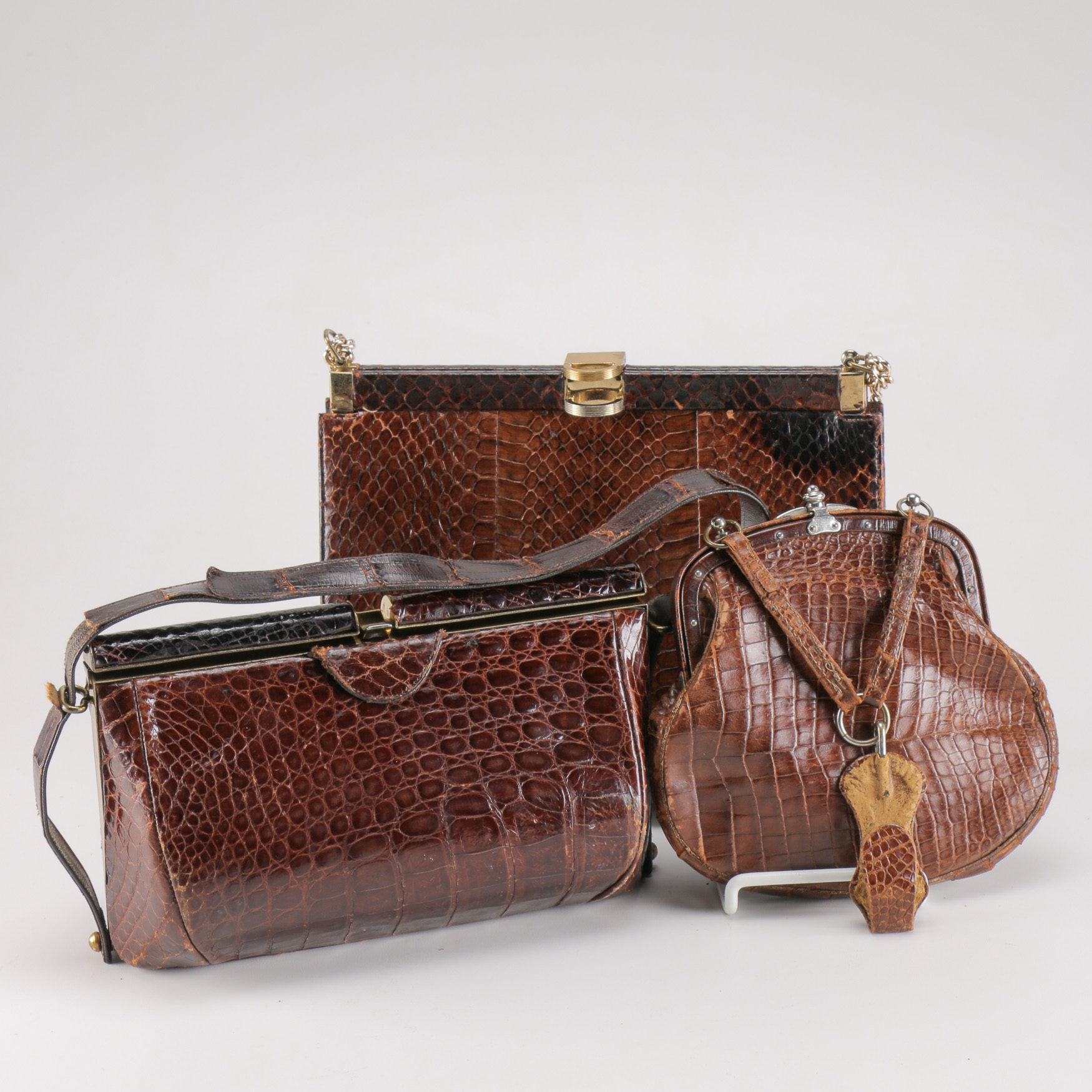 Two Alligator Purses and a Snakeskin Purse