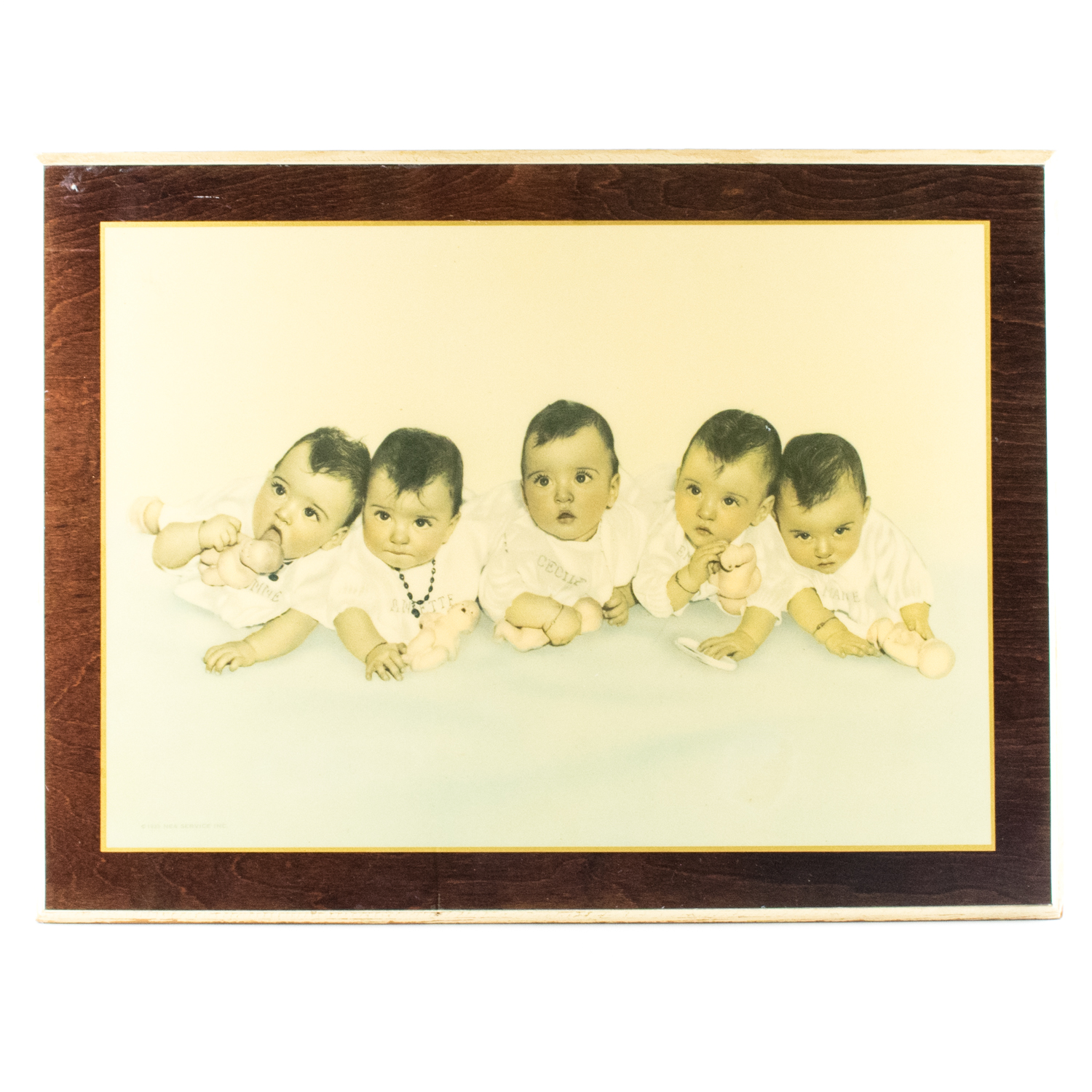 Vintage 1935 Dionne Quintuplets Photograph Wall Plaque