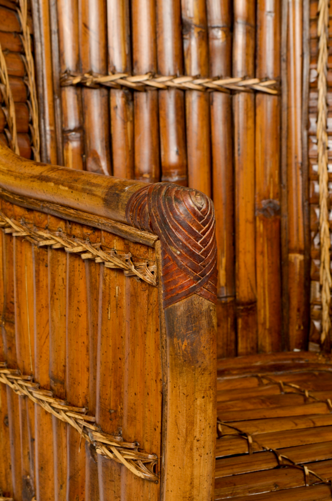 Vintage Bamboo Fan Back Chair