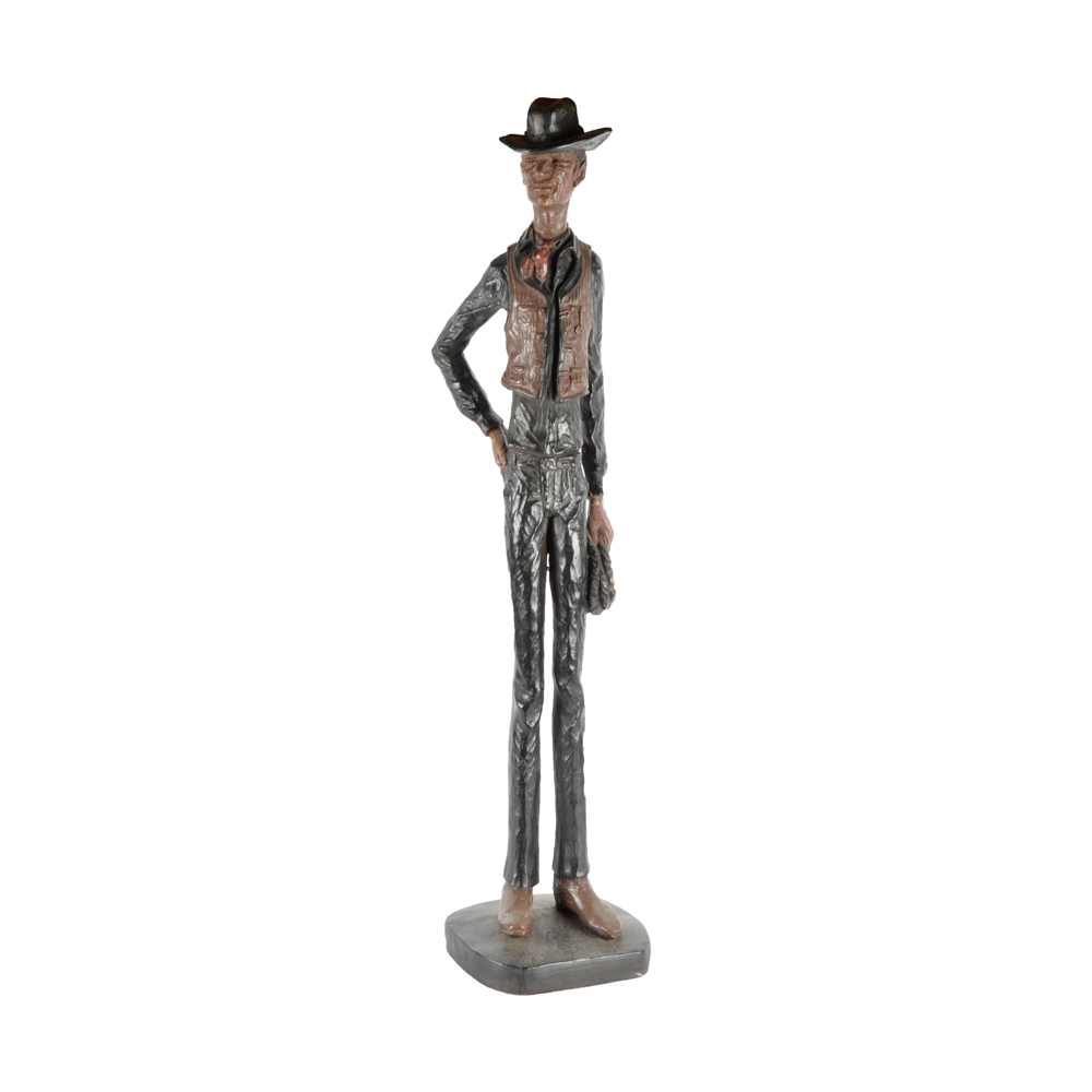 Cast Metal Cowboy Sculpture