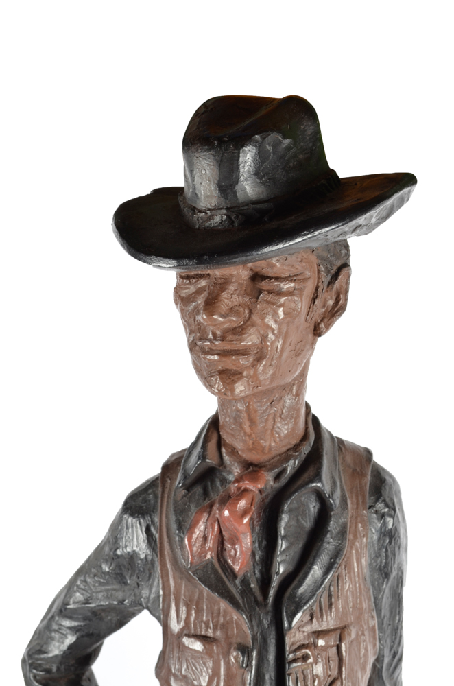 Cast Metal Cowboy Sculpture