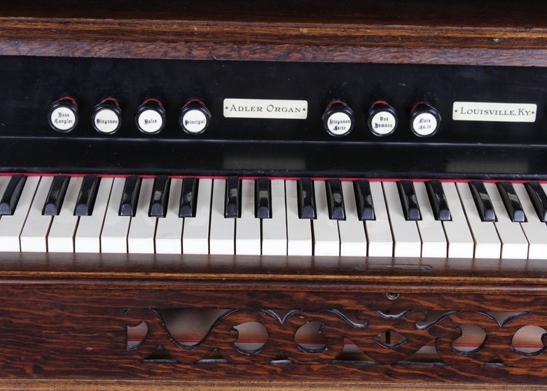 Antique Adler Reed or Pump Organ and Stool