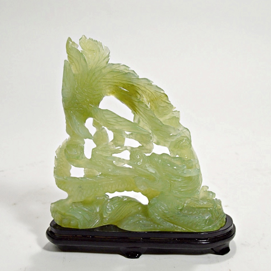 Chinese Carved Nephrite Jade Tone Dragon Figurine