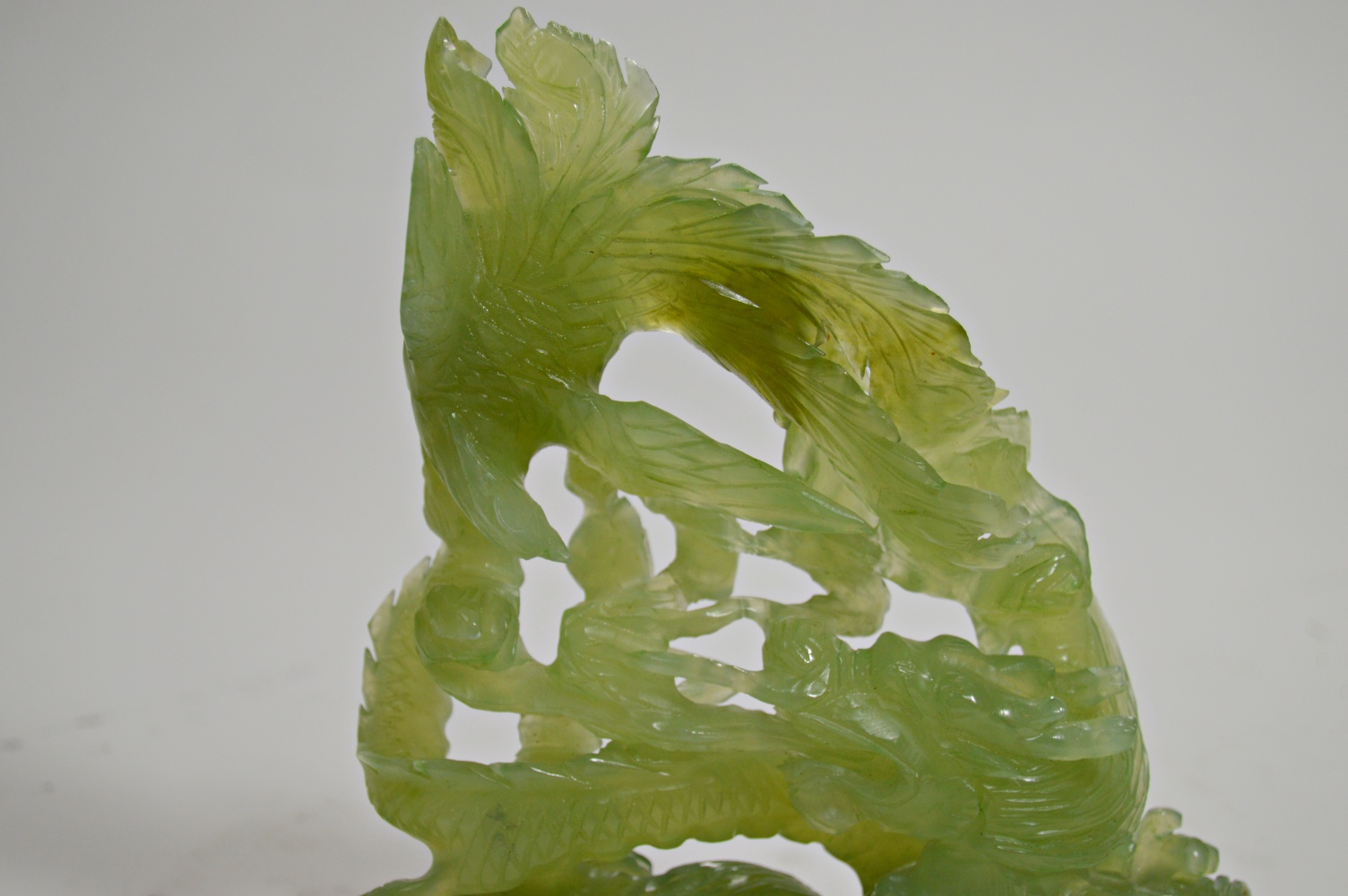 Chinese Carved Nephrite Jade Tone Dragon Figurine
