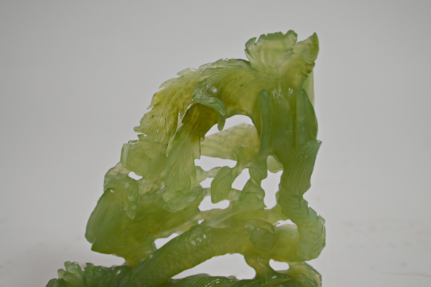 Chinese Carved Nephrite Jade Tone Dragon Figurine