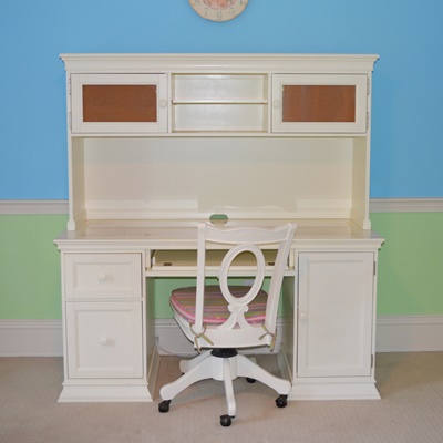 Pottery Barn White Desk, Hutch, and Swivel Chair