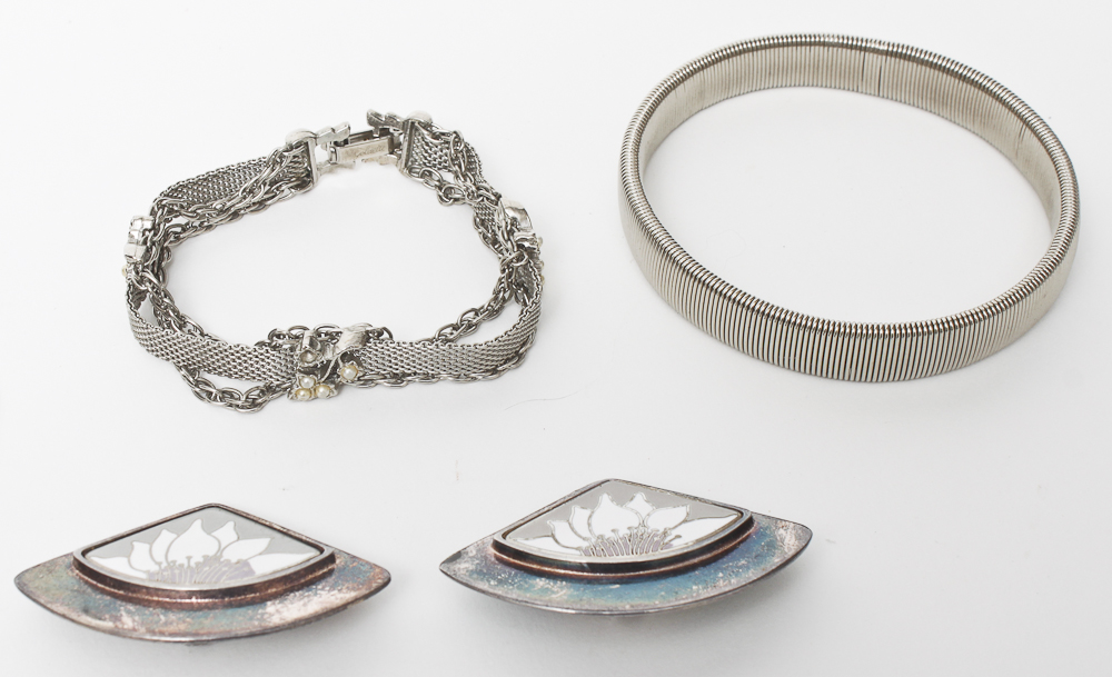 Large Assortment of Silver Tone Costume Jewelry