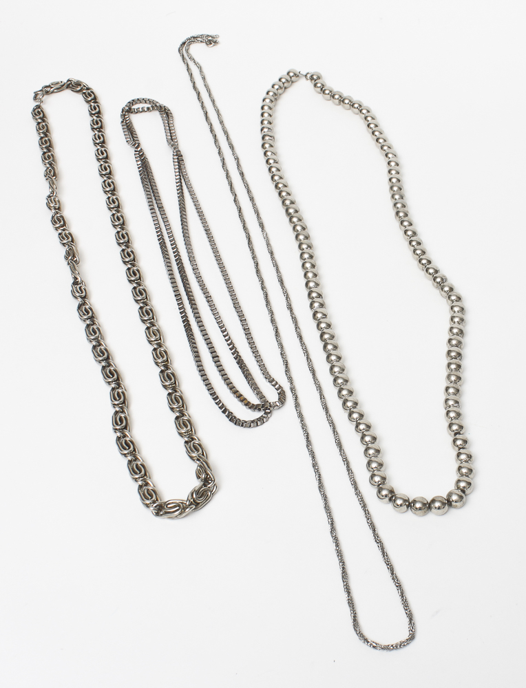 Large Assortment of Silver Tone Costume Jewelry