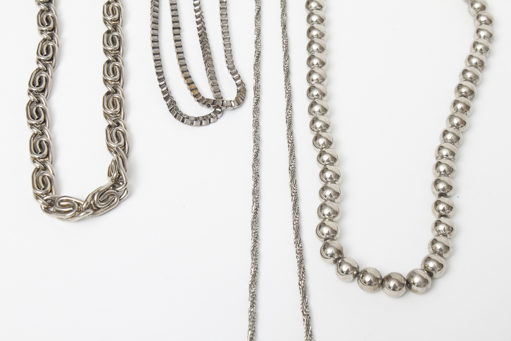 Large Assortment of Silver Tone Costume Jewelry