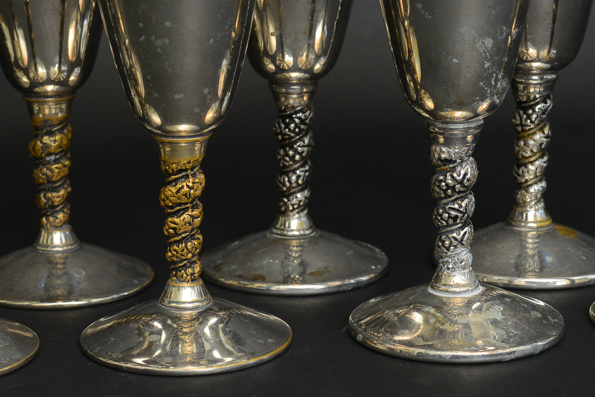 Set of Ten Silverplated Goblets by Valero Spain