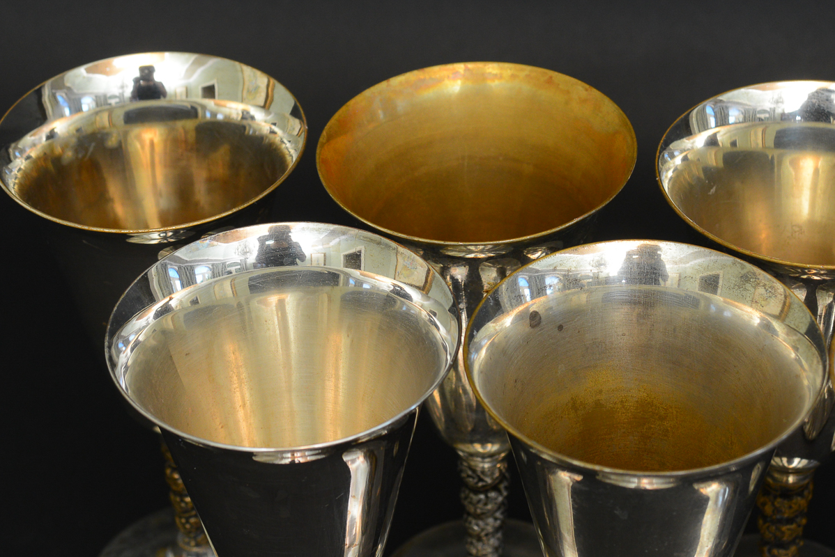 Set of Ten Silverplated Goblets by Valero Spain