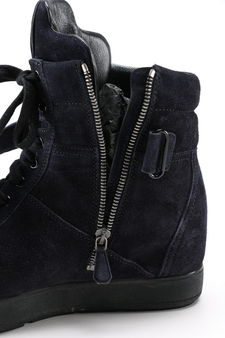 Prada Scamosciato Sport Navy Suede Wedge Sneakers