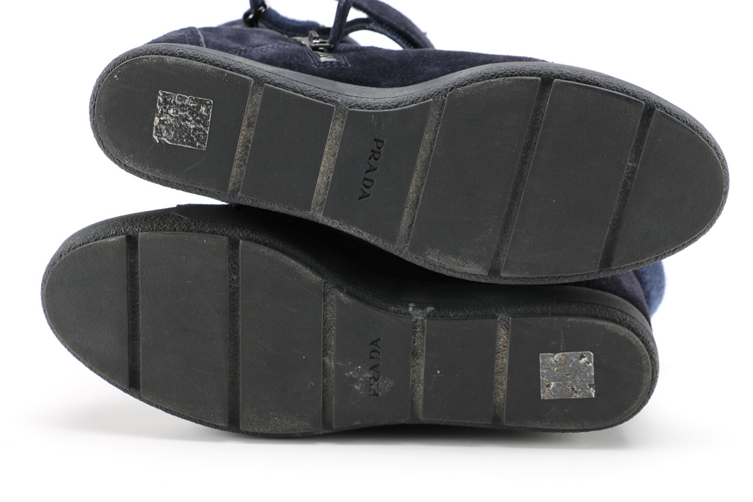 Prada Scamosciato Sport Navy Suede Wedge Sneakers