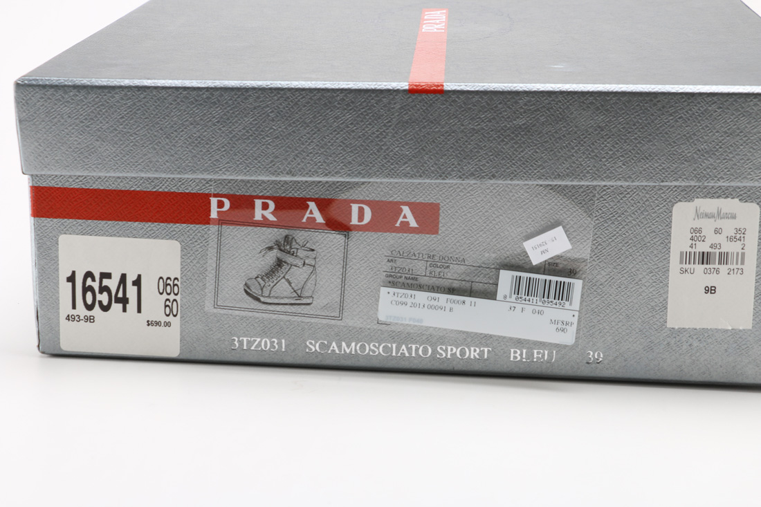 Prada Scamosciato Sport Navy Suede Wedge Sneakers