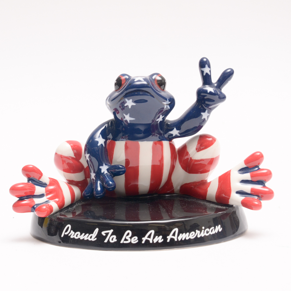 "Proud to Be An American Frog" Peace Frogs Figurine