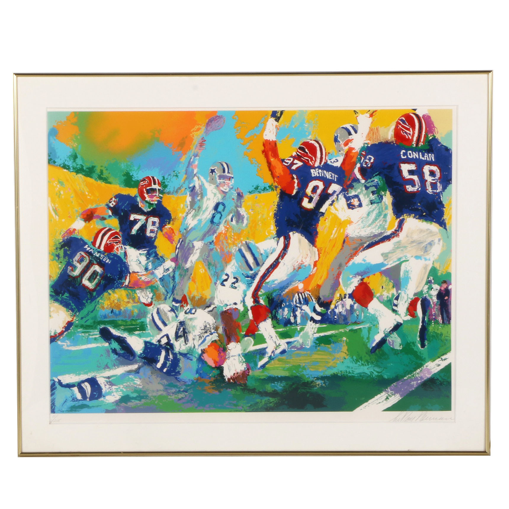 LeRoy Neiman Signed Limited Edition Serigraph "Cowboys - Bills Superbowl"
