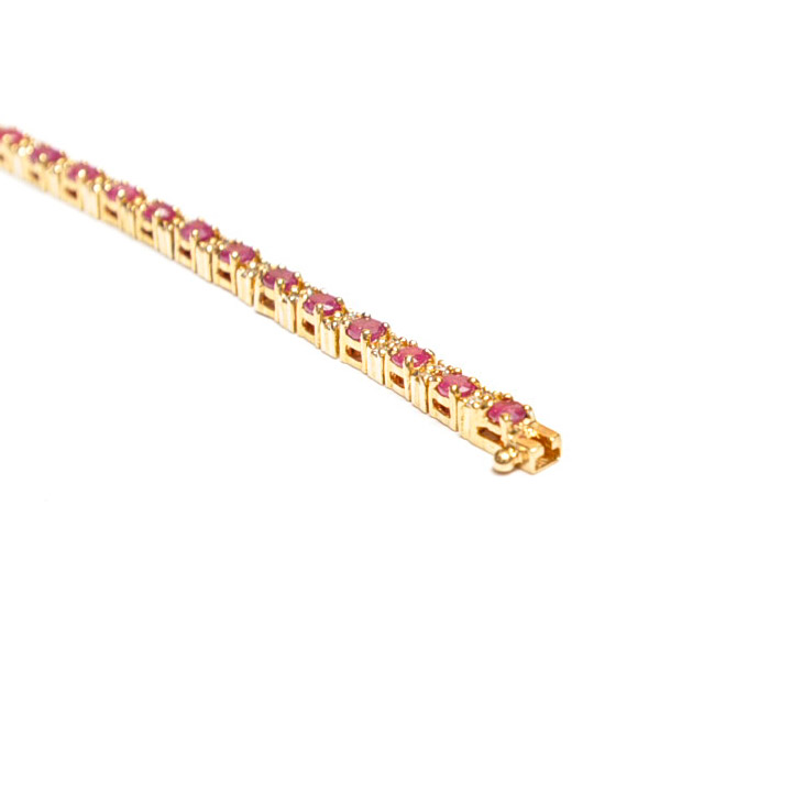 14K Yellow Gold, Ruby, and Diamond Tennis Bracelet