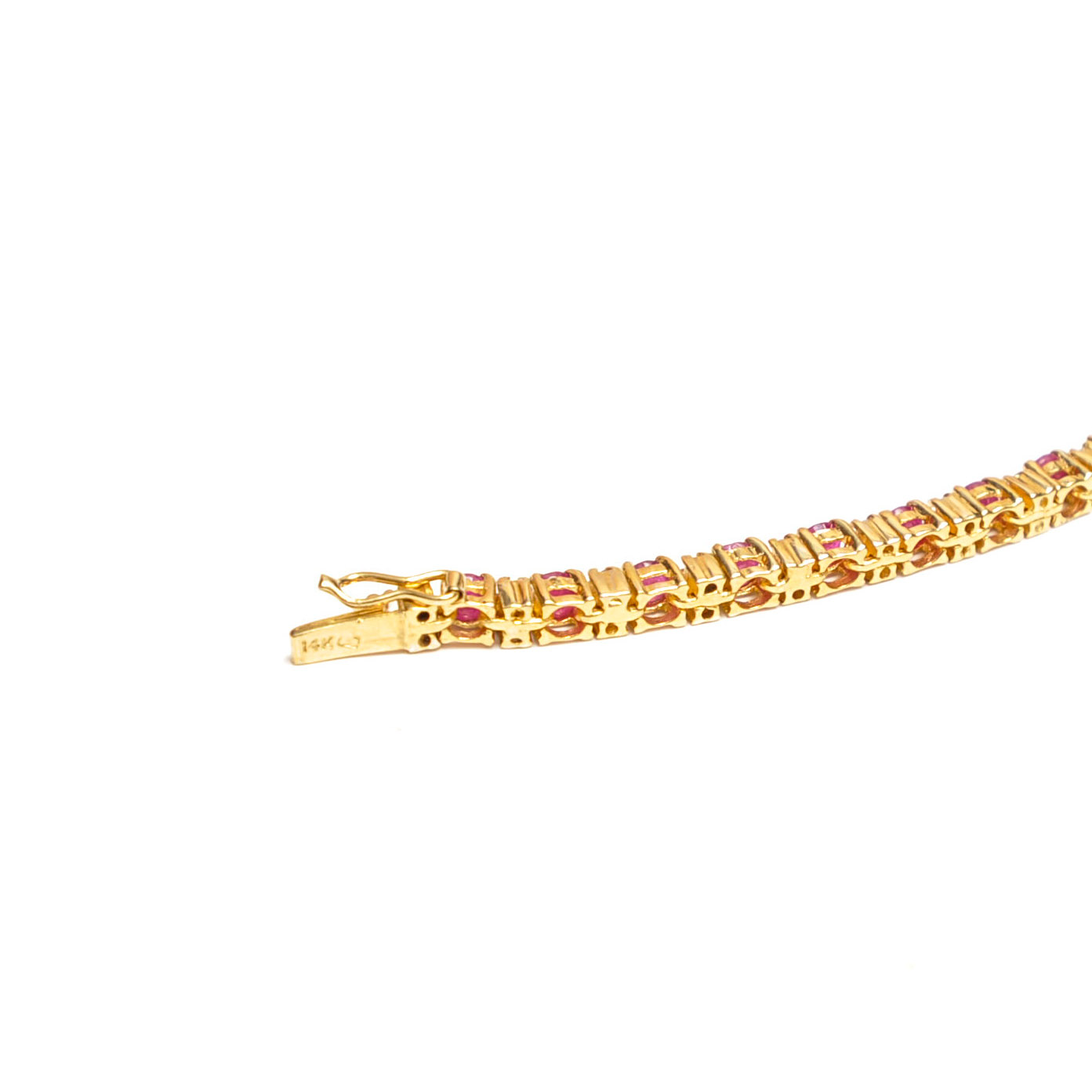 14K Yellow Gold, Ruby, and Diamond Tennis Bracelet