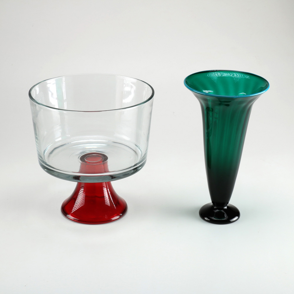 Decorative Glass Vase and Trifle Bowl