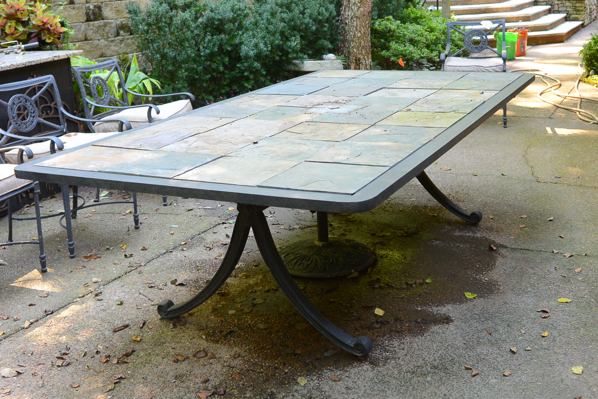Custom Designed Stone Top Patio Dining Table