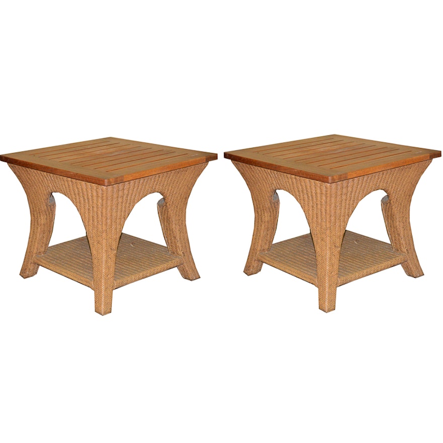Pair of Woven Patio End Tables by Eddie Bauer