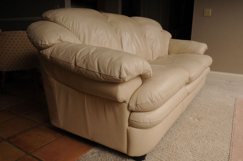 Cream Color Leather Sofa