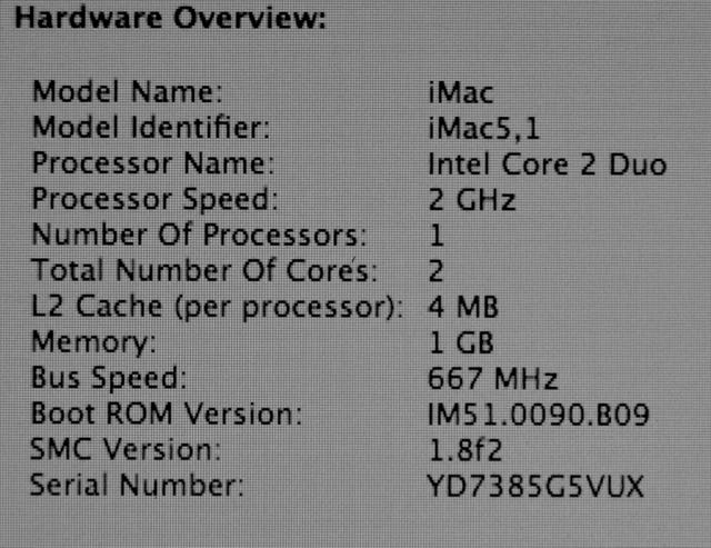 Apple iMac Core 2 Duo 2.0 GHz 17" Desktop Computer