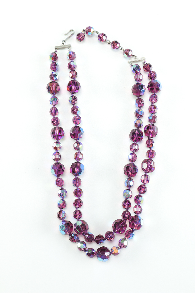 Faceted Purple Glass Beaded Set