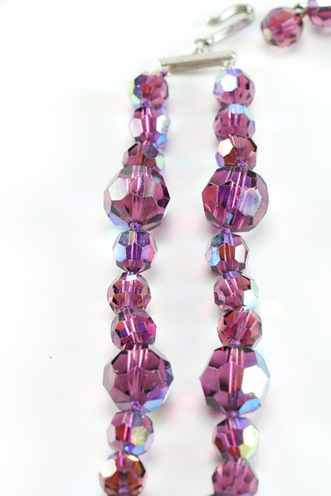 Faceted Purple Glass Beaded Set