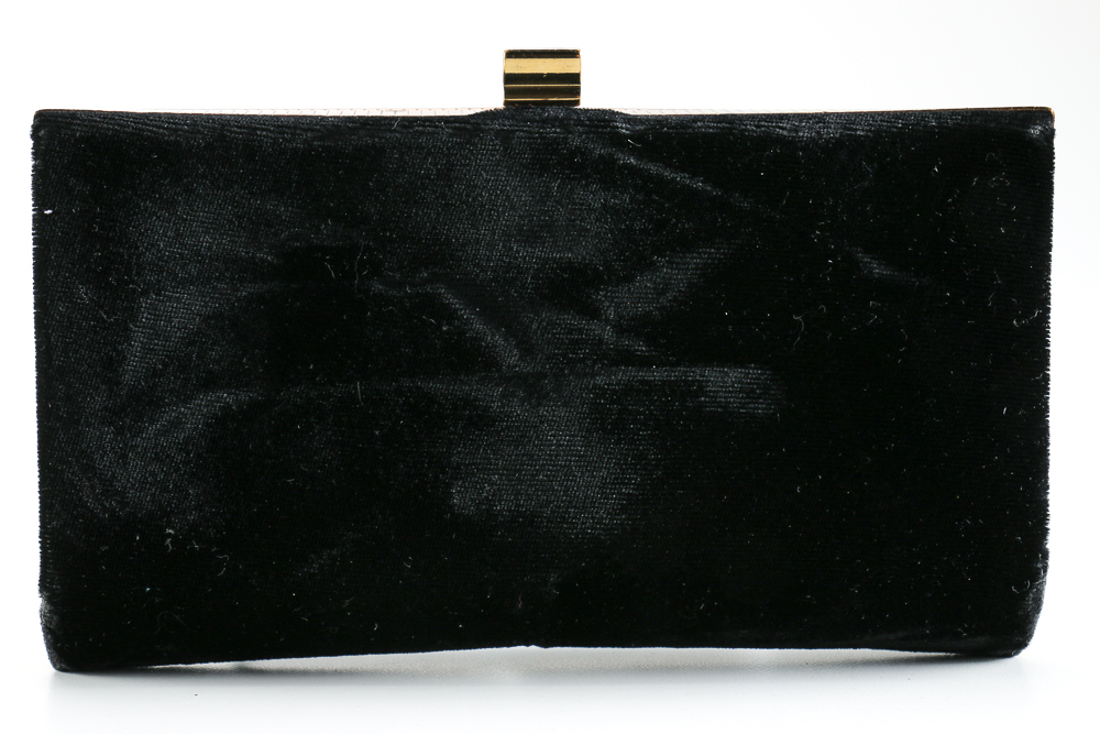 Vintage Makeup Palette Compact and Black Velvet Purse