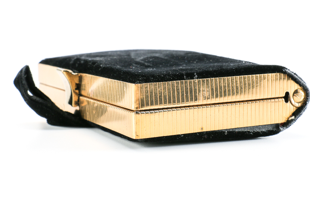 Vintage Makeup Palette Compact and Black Velvet Purse