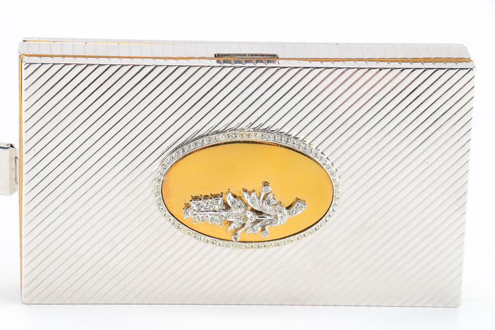 Vintage Makeup Palette Compact and Black Velvet Purse