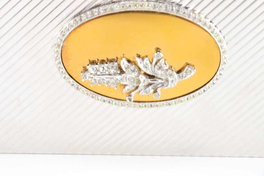 Vintage Makeup Palette Compact and Black Velvet Purse